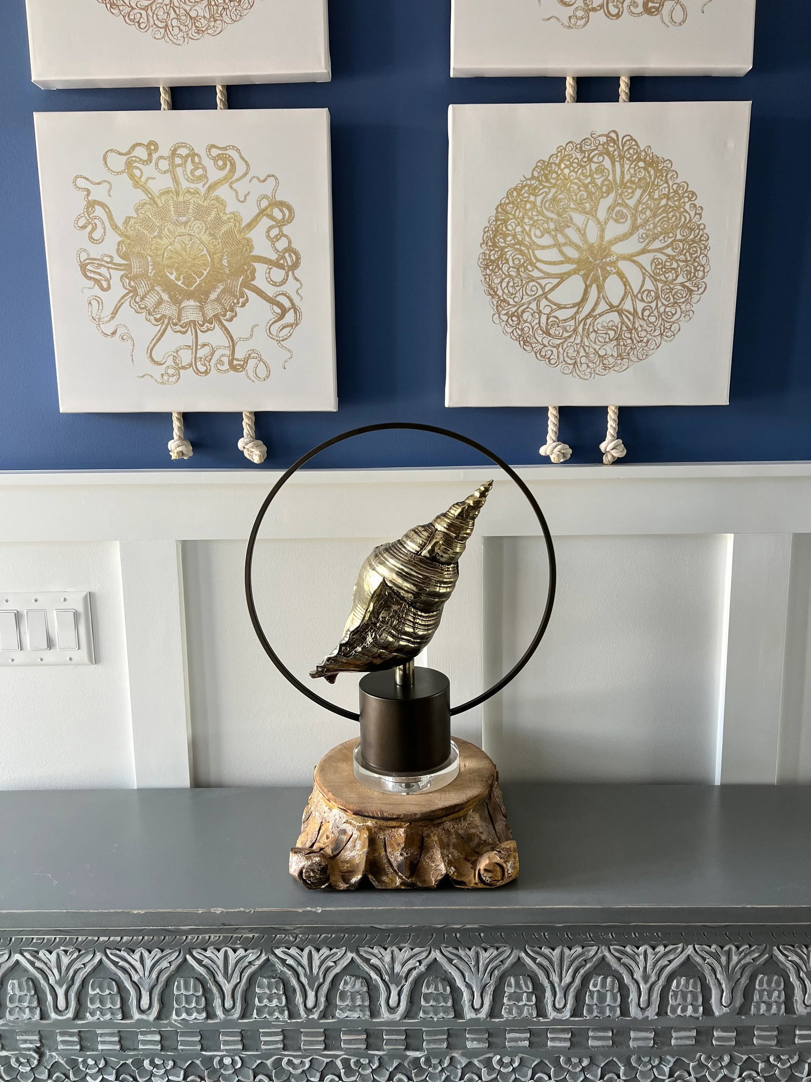 Modern Coastal Chic Seashell Statue - 2