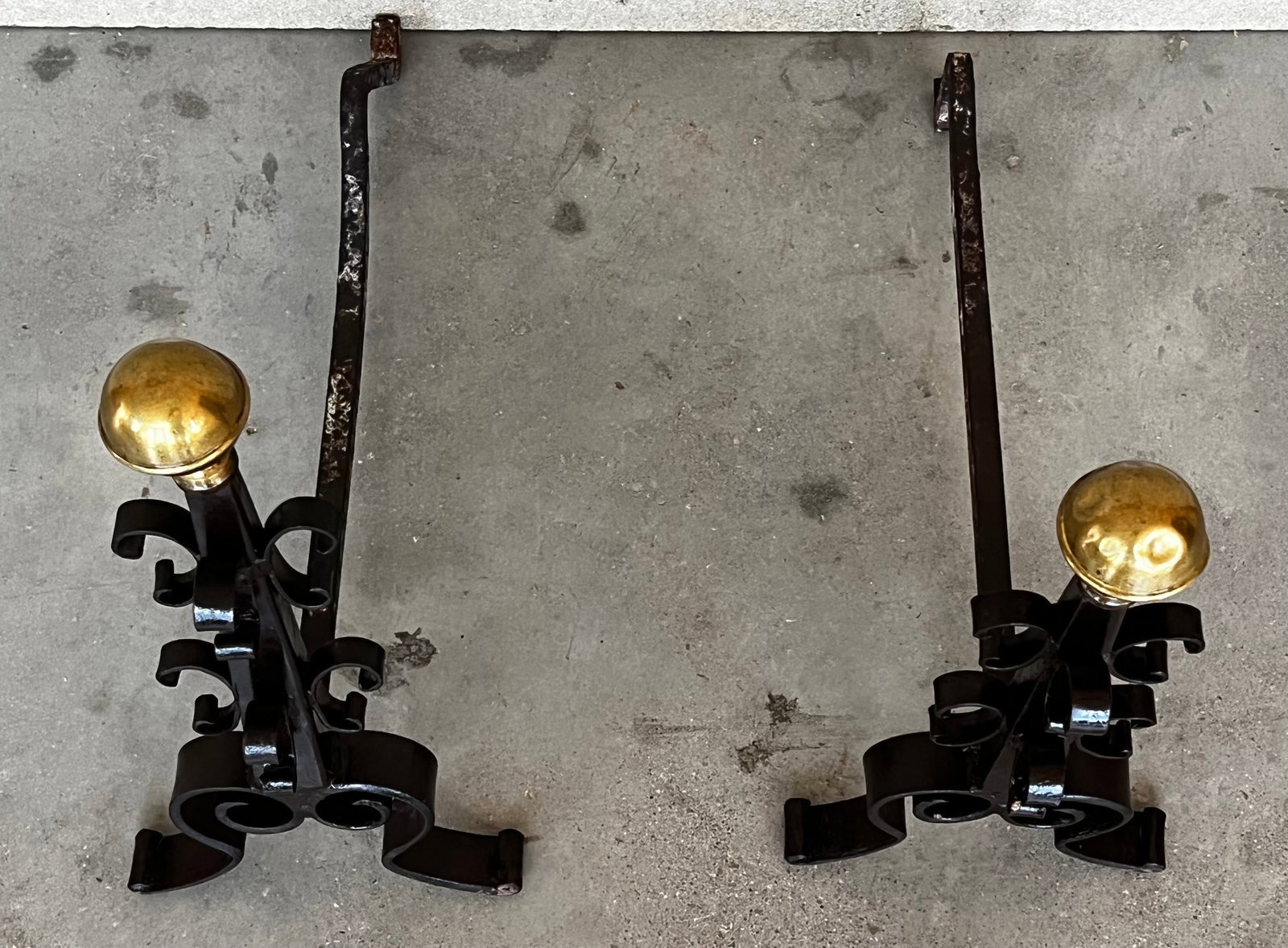 19th French Wrought Iron Firedogs or Andirons - 3