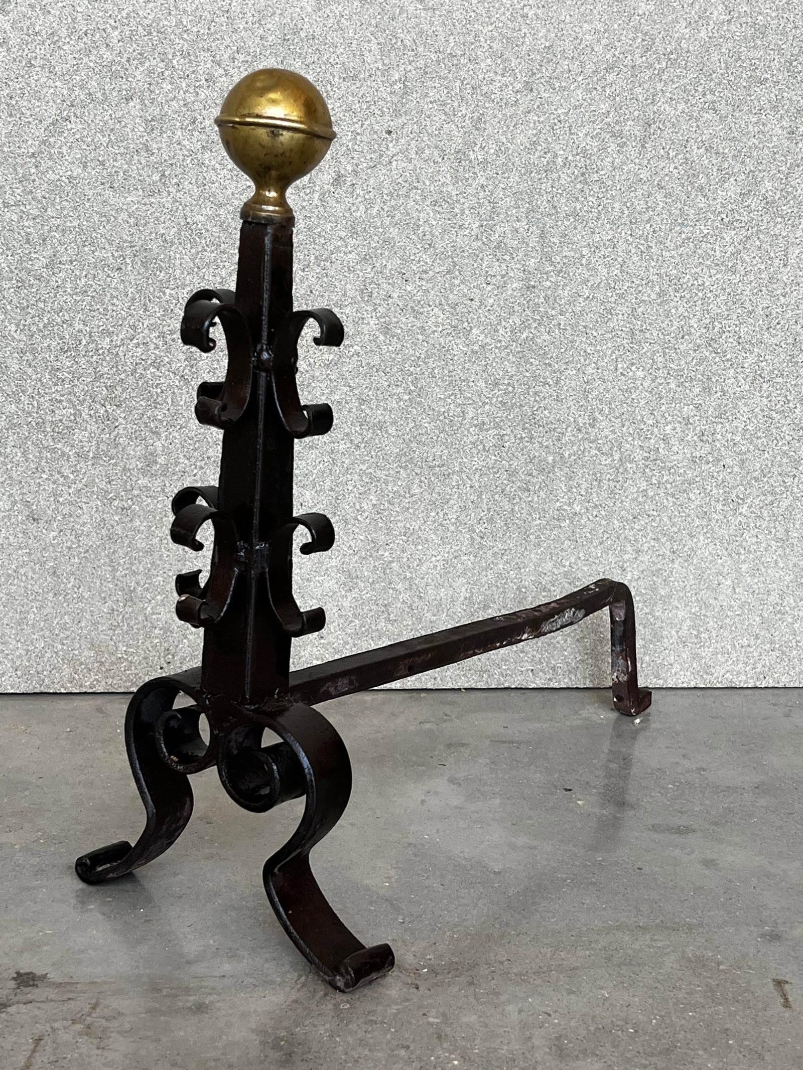 19th French Wrought Iron Firedogs or Andirons - 4