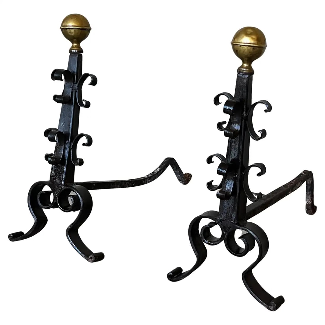 19th French Wrought Iron Firedogs or Andirons - 8
