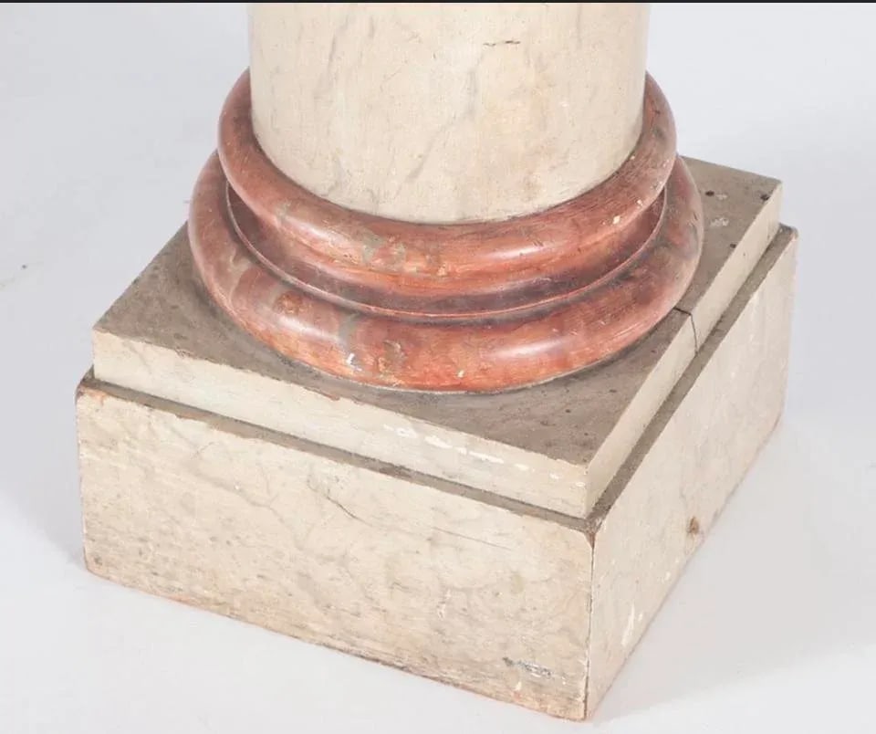 Antique Faux Marble Painted Neoclassical Column Pedestal French - 3