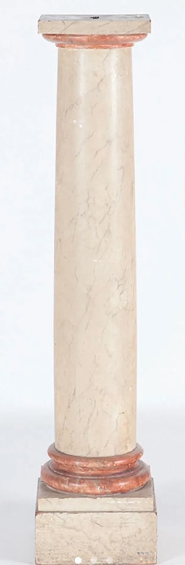 Antique Faux Marble Painted Neoclassical Column Pedestal French - 4