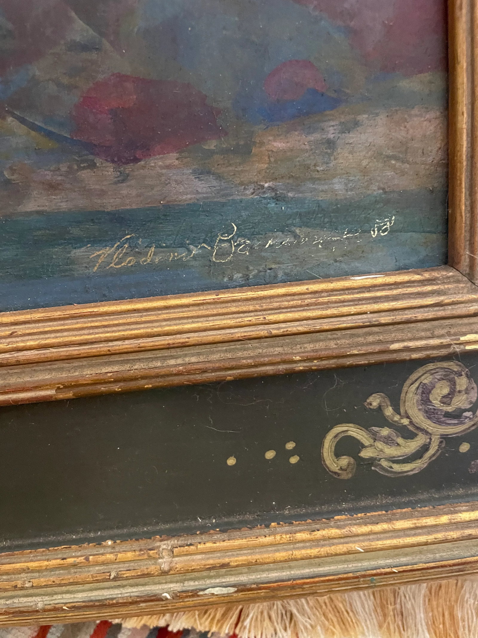 Mid 20th Century Surrealist Impressionist Figurative Landscape Oil Painting, Framed - 5