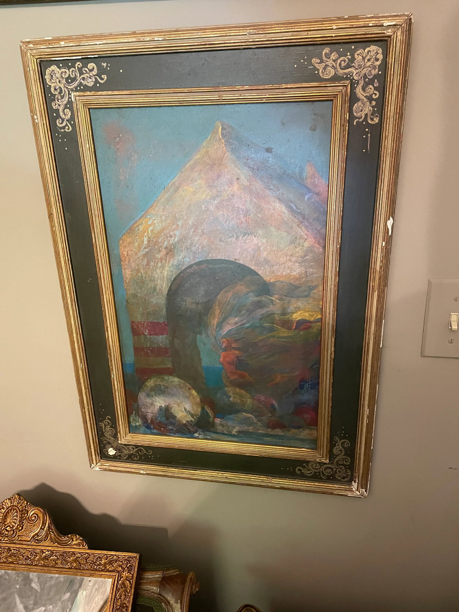 Mid 20th Century Surrealist Impressionist Figurative Landscape Oil Painting, Framed - 7