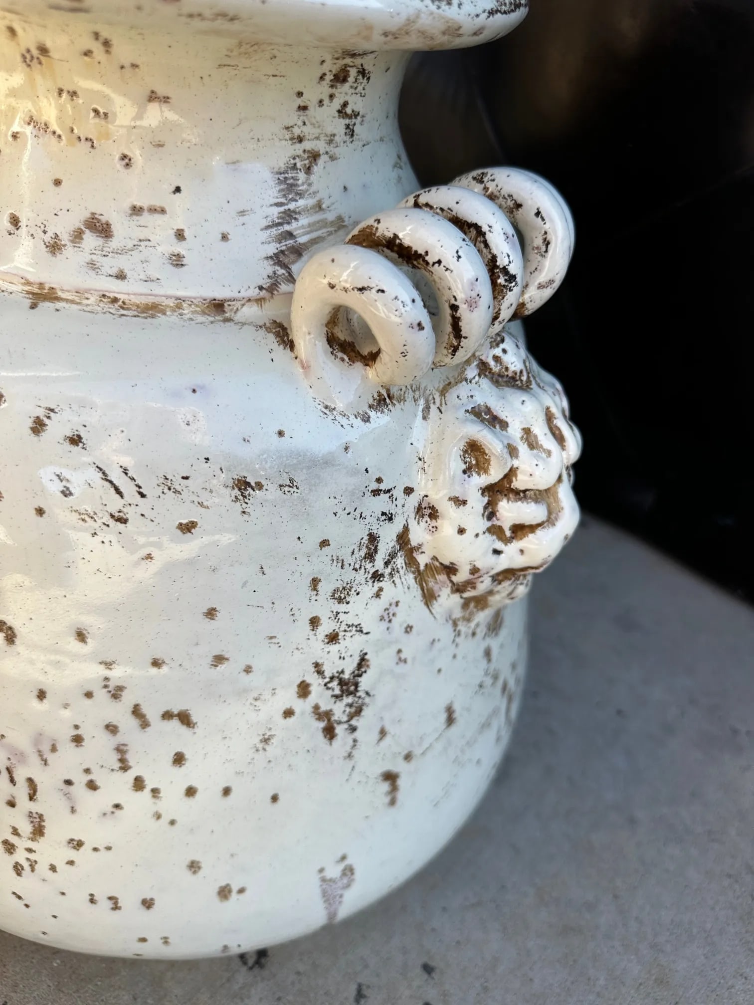 Rustic European Italian Glazed Terracotta Urn Table Lamp W/Shade - 4