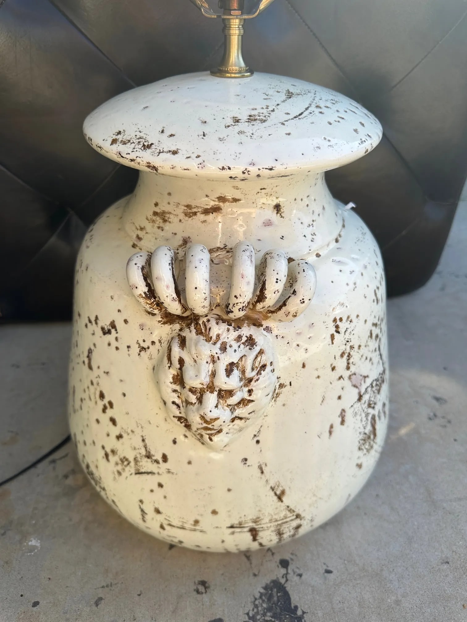 Rustic European Italian Glazed Terracotta Urn Table Lamp W/Shade - 9