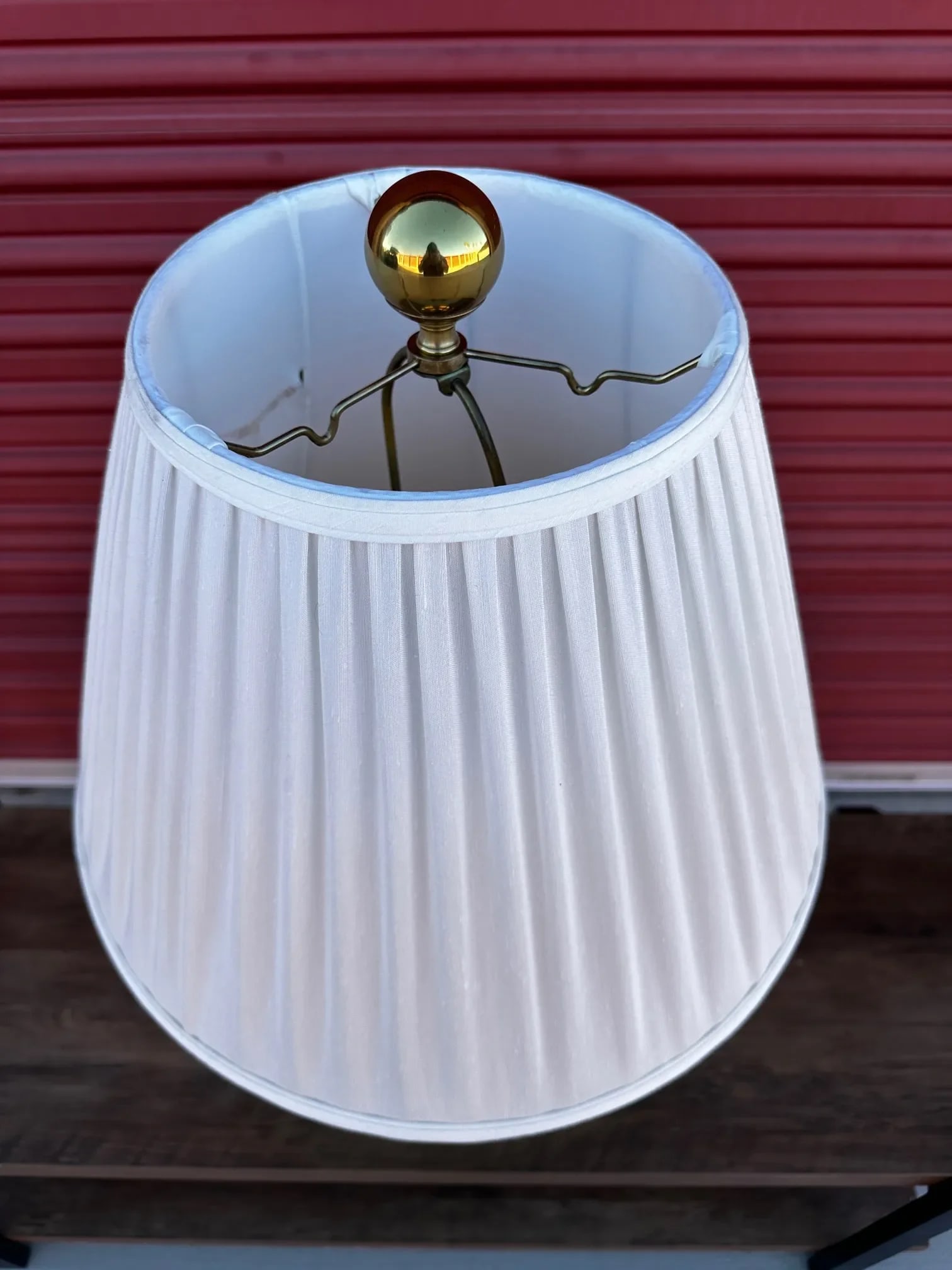 Vintage Large Brass Ginger Jar Table Lamp W/Shade - 4