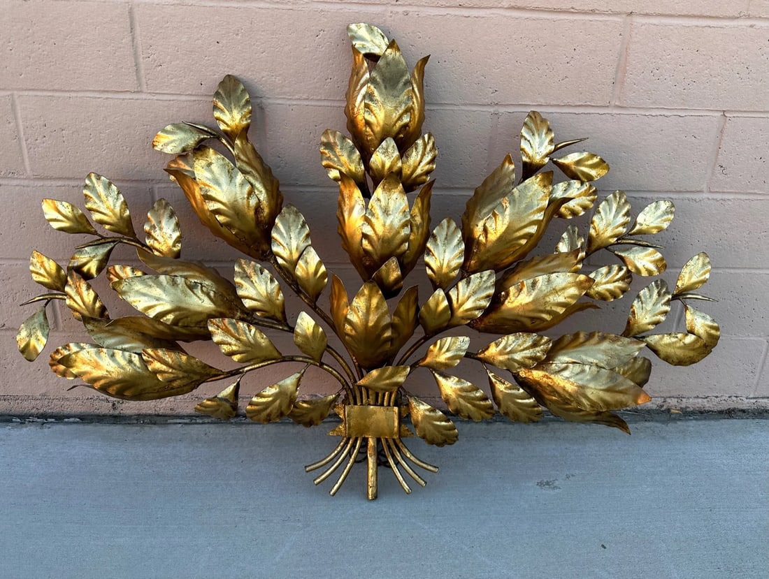 Vintage Hollywood Regency Hans Kogl Gilt Gold Leaf Wall Sconce - 9