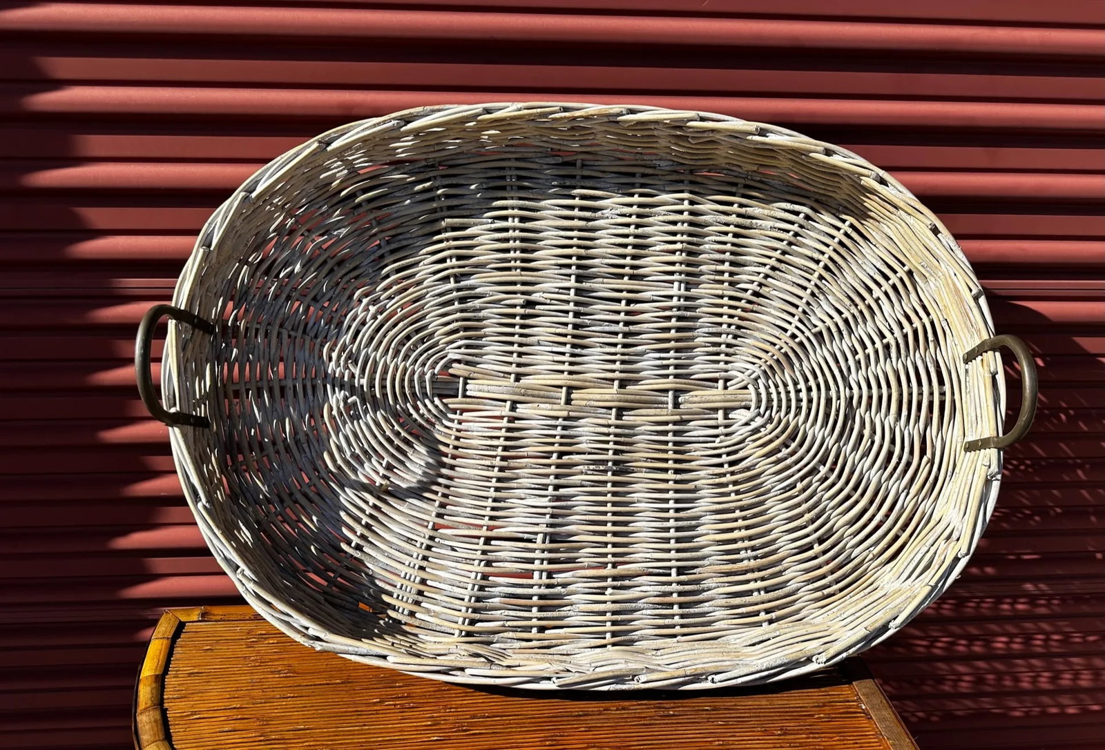 Large Rustic European Woven Wicker Tray - 2