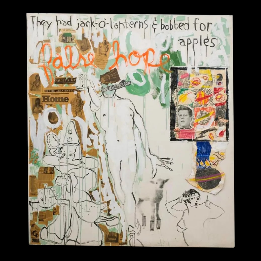 Darrell Wilks 'Never More' Mixed Media Collage 1994. Woodstock: I've put a very detailed description with the photos Condition: Alterations: Original Condition Unaltered Imperfections: Some Imperfections Condition Notes: Slight wear with age. Presents very well