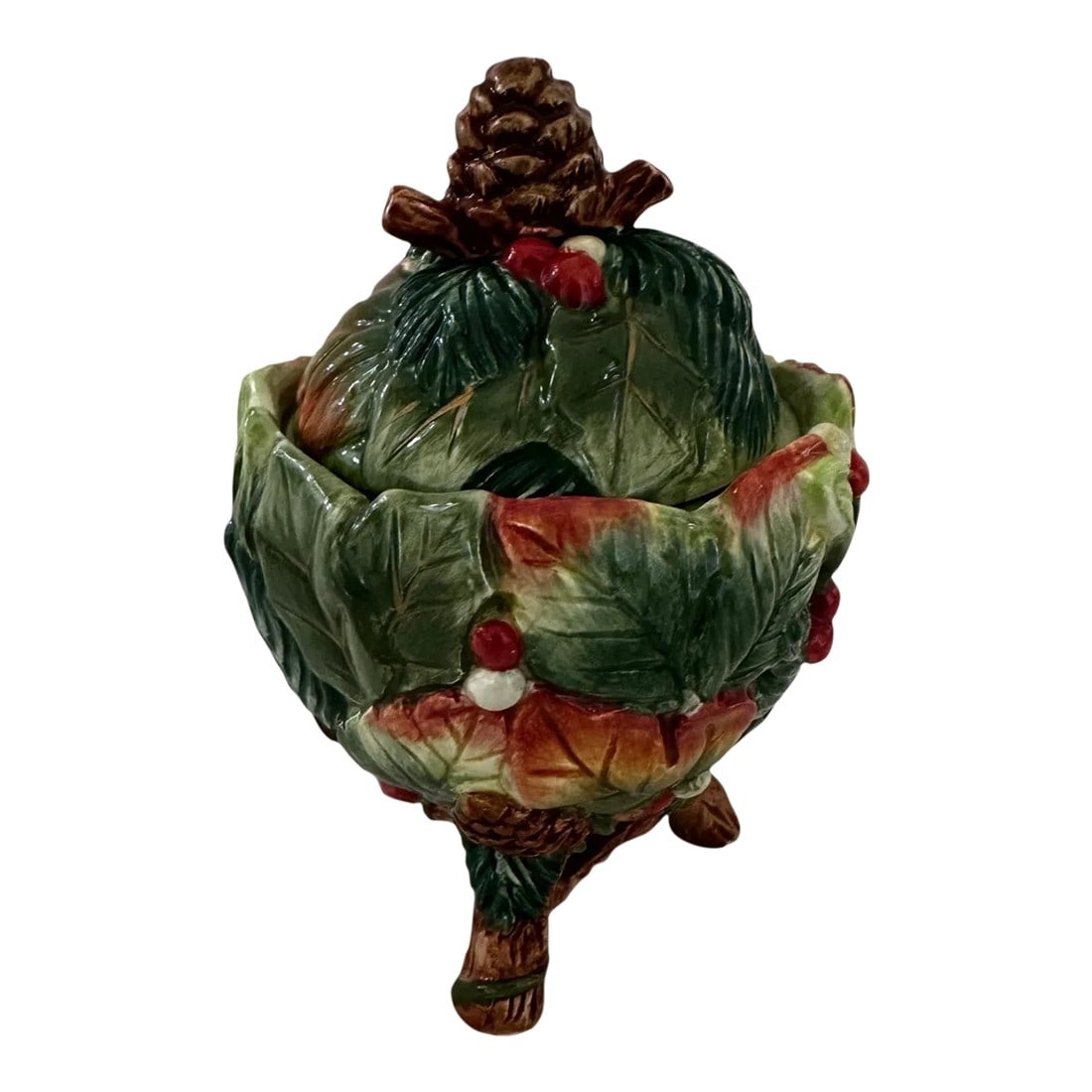 Fitz & Floyd Christmas Lodge Sugar Dish W/Lid (1 of 6)