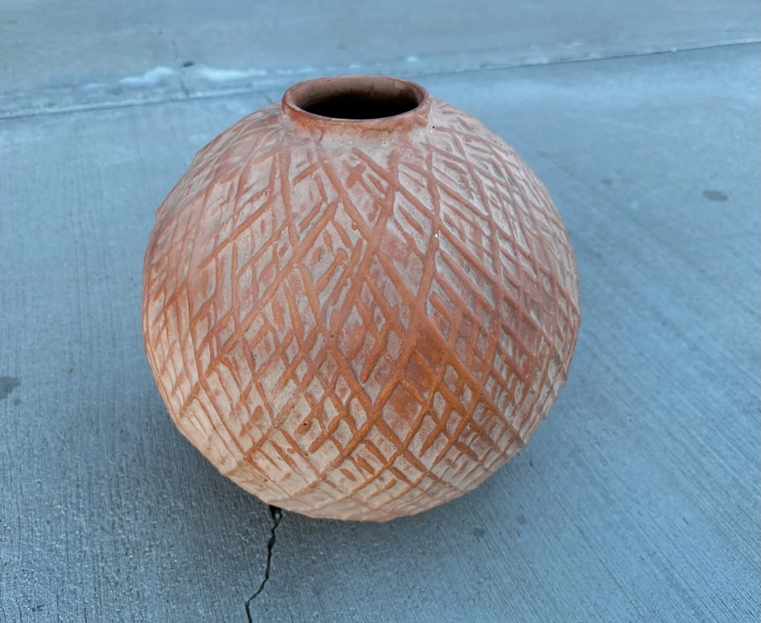 Vintage Terracotta Textured Vase - 7