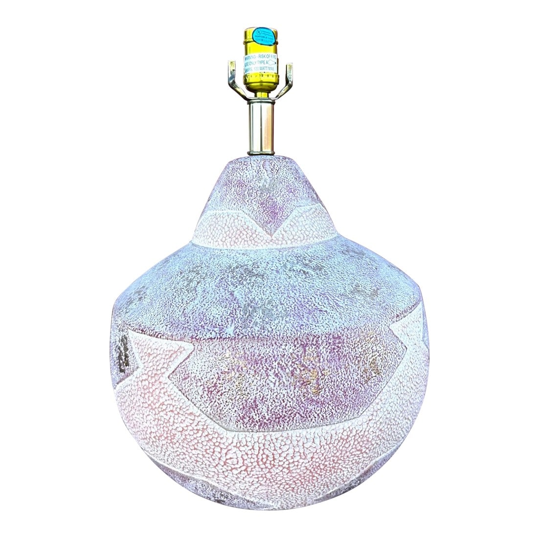 Mid-Century Mauve/Gold Textured Table Lamp: Beautiful Mauve and Gold hints throughout this textured plaster table lamp. Has a southwest feel and goes great with the mauve nightstands I have in my shop. If you don't like the mauve remember you