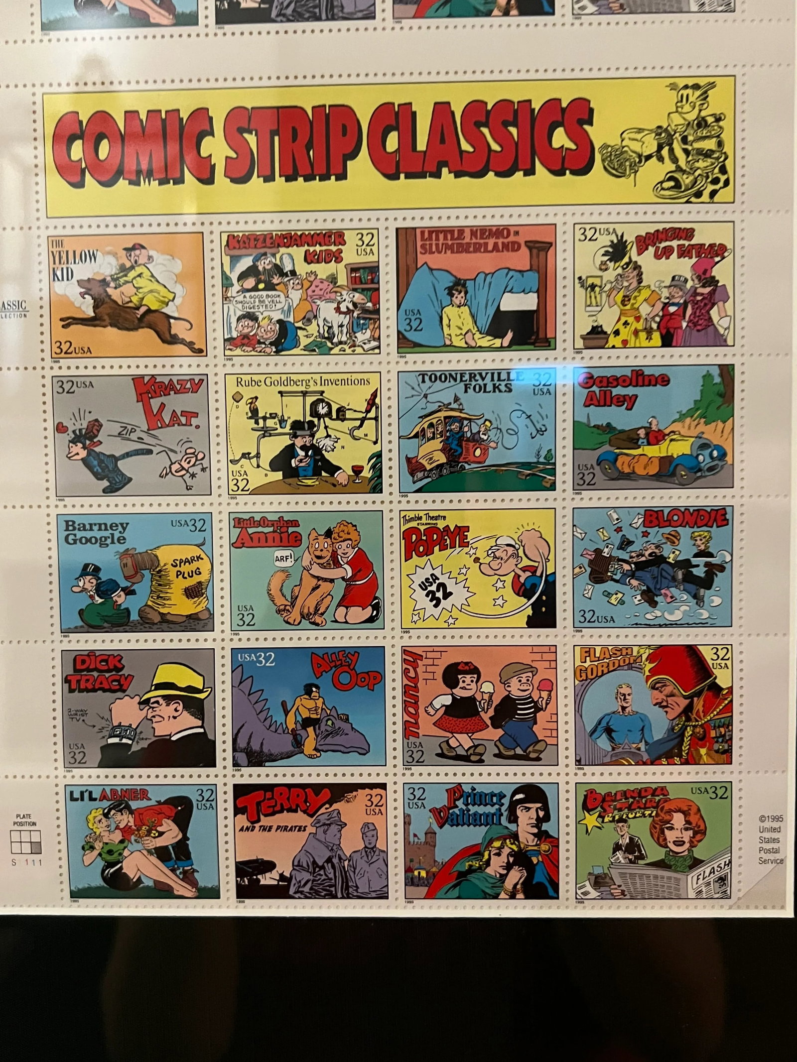 1995 Framed Comic Strip Classics Stamps 6 Mint Sheets - 5
