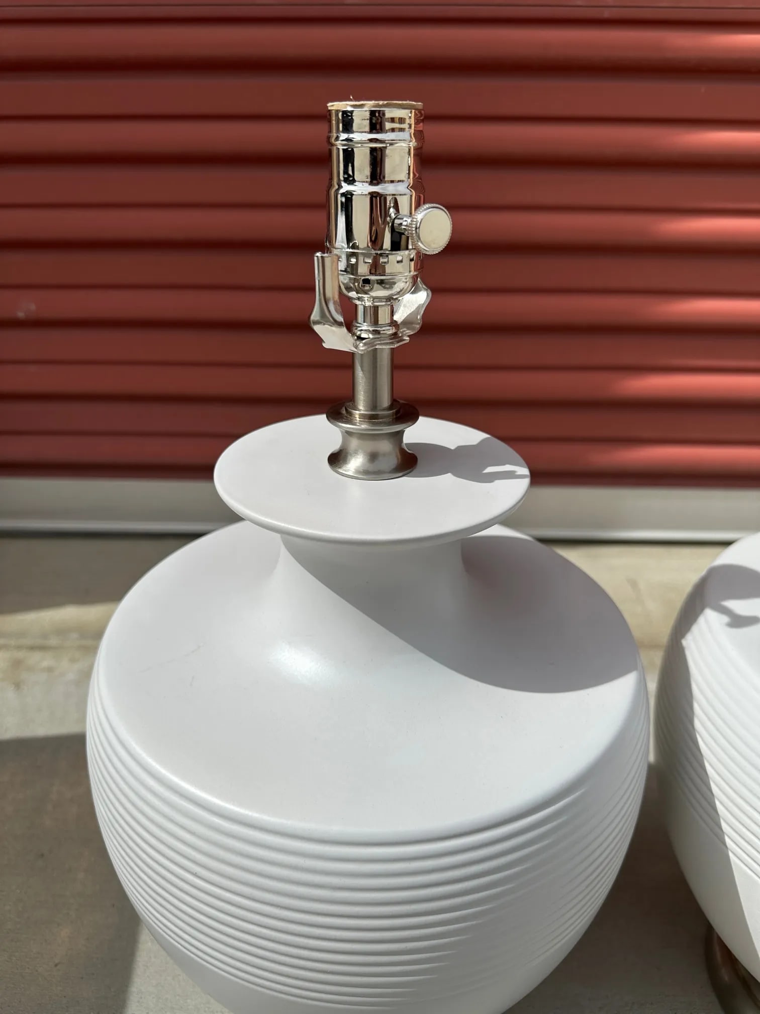 Modern Gray Urn Table Lamps-A Pair - 5