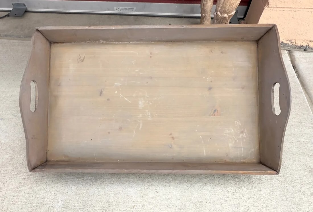 Farmhouse Chic Gray Wood Serving Tray - 2