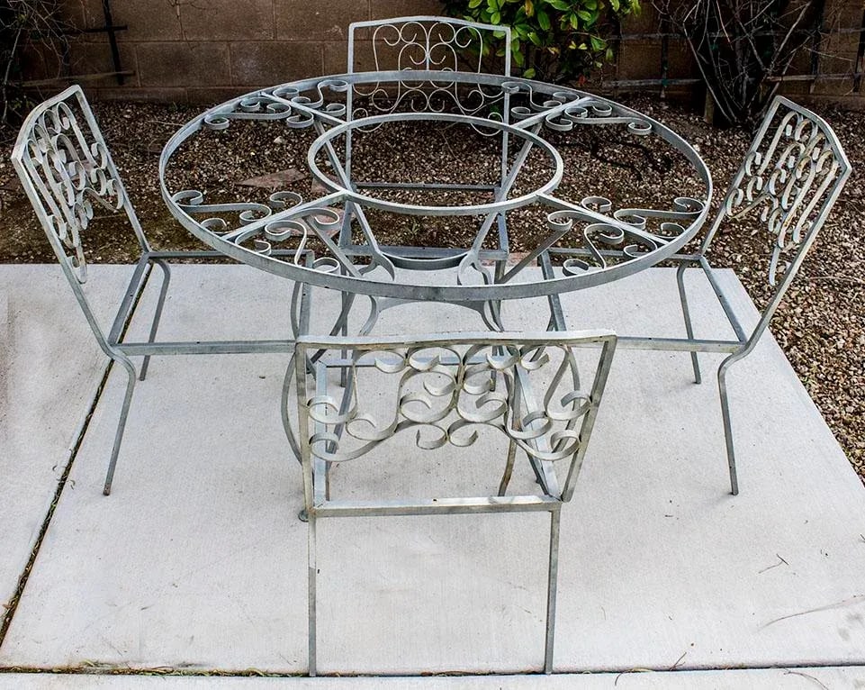 Vintage Wrought Iron Industrial Style Patio Table & 4 Chairs - 2