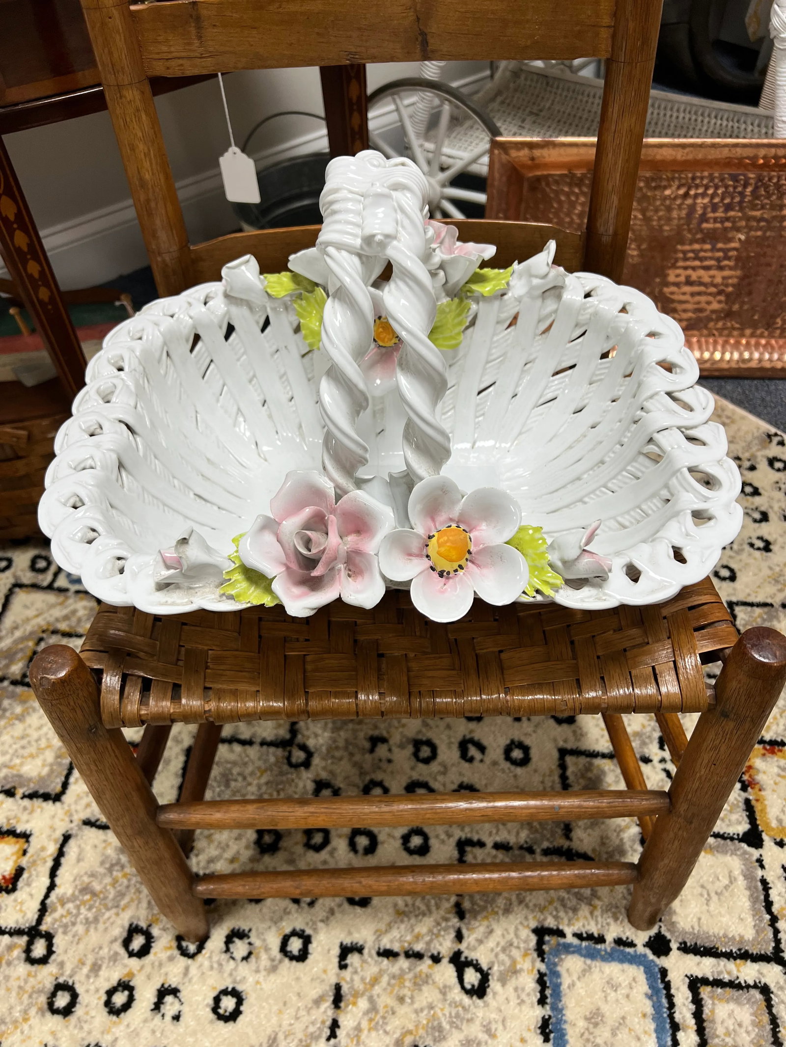 Vintage Capodimonte Flower Basket - 2
