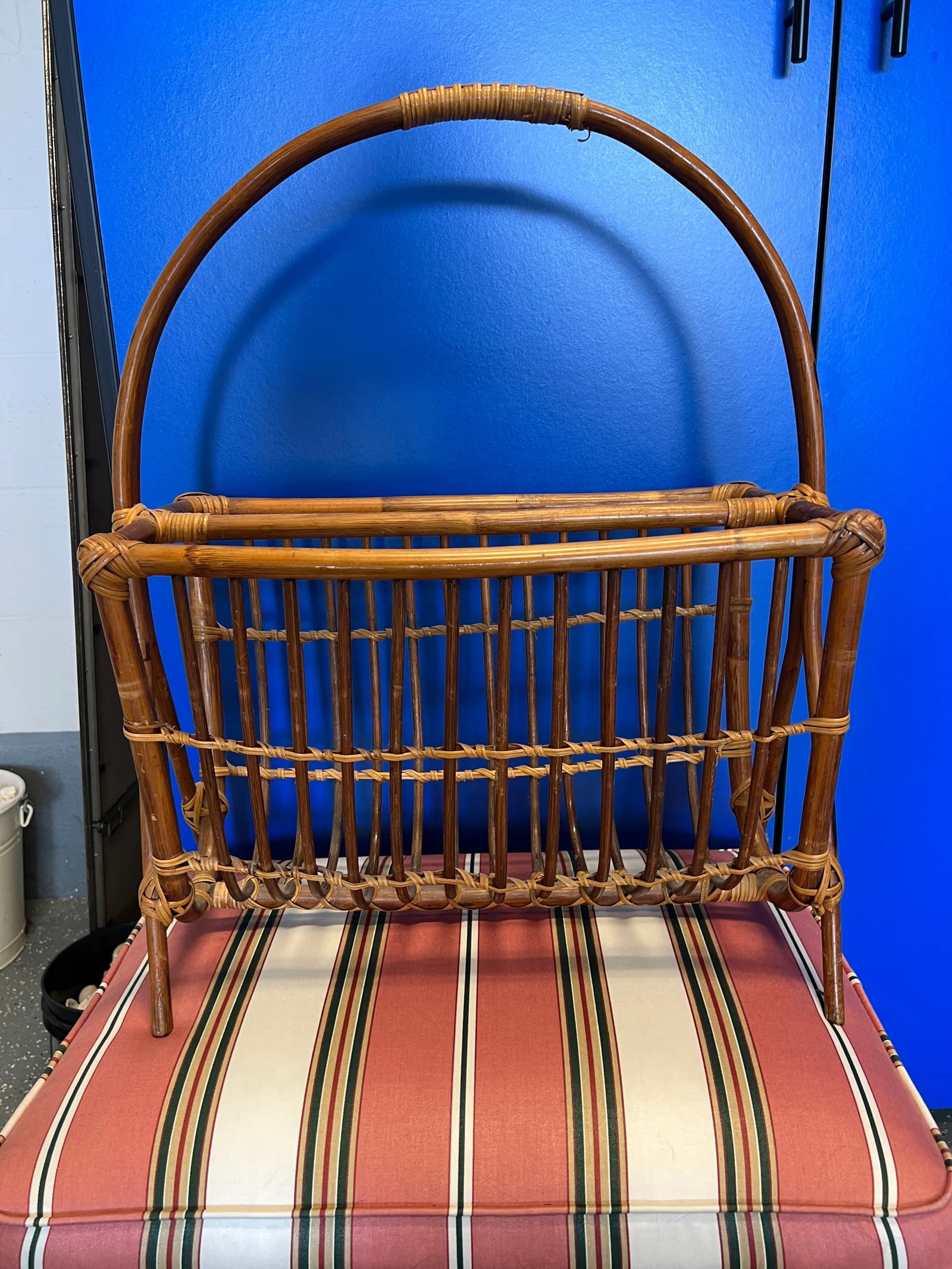 MidCentury Modern Rattan Magazine Rack - 9