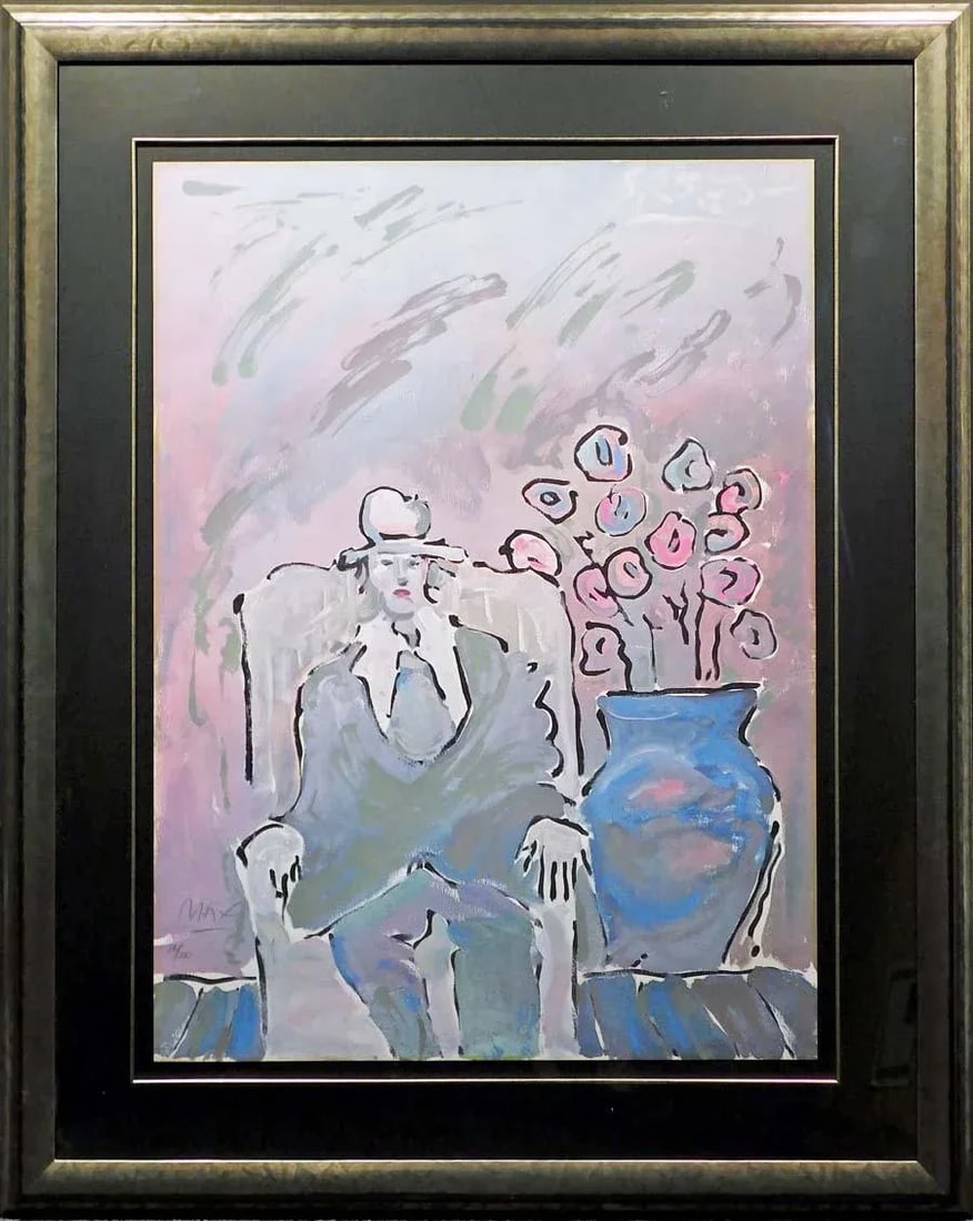 Peter Max "Seated Man" Hand Signed 1981 Serigraph, Custom Framed - 6
