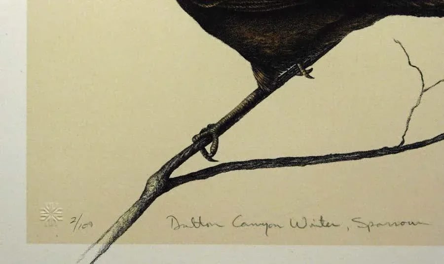 1990s Frank Howell "Dalton Canyon Winter Sparrow" Framed Hand Signed and Numbered Print - 5