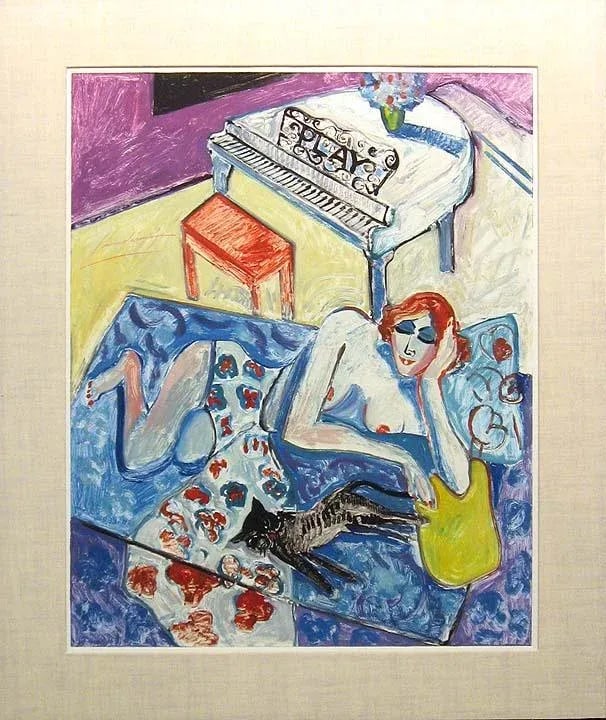 1980s Earl Linderman "Intermezzo" Hand Signed Original Monotype Artwork - 2