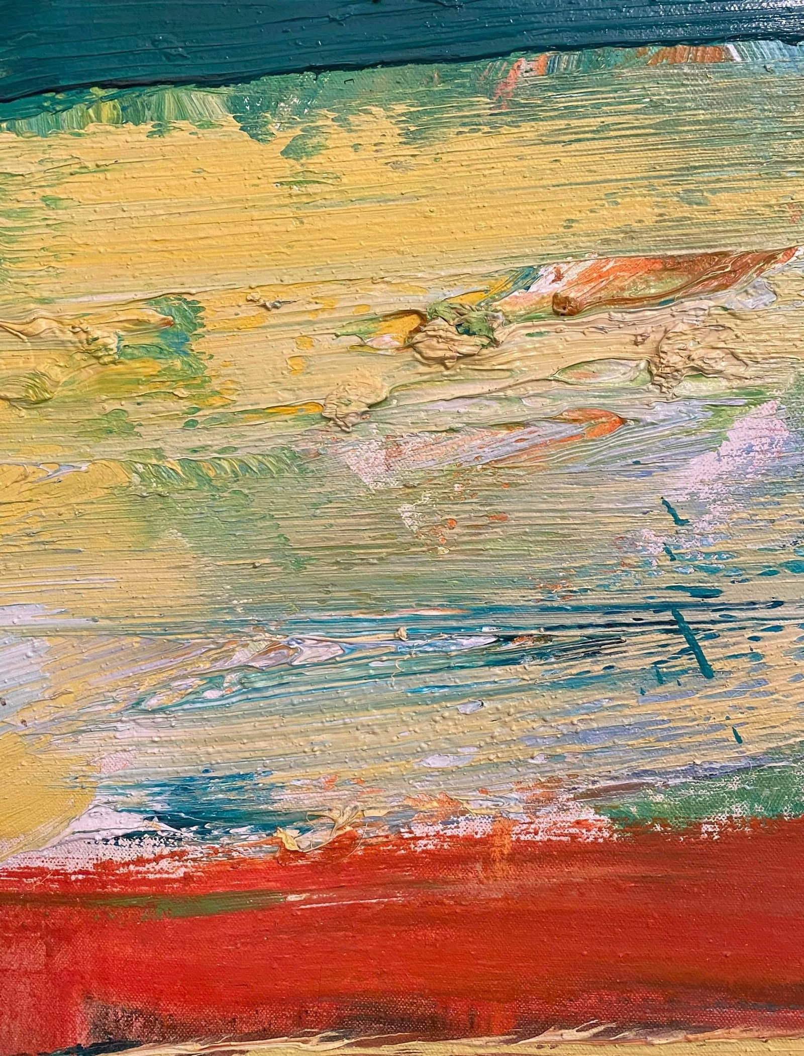 1980's Large Impressionist Abstract Oil Painting on Canvas Landscape "The Geyser" Signed Shect - 7