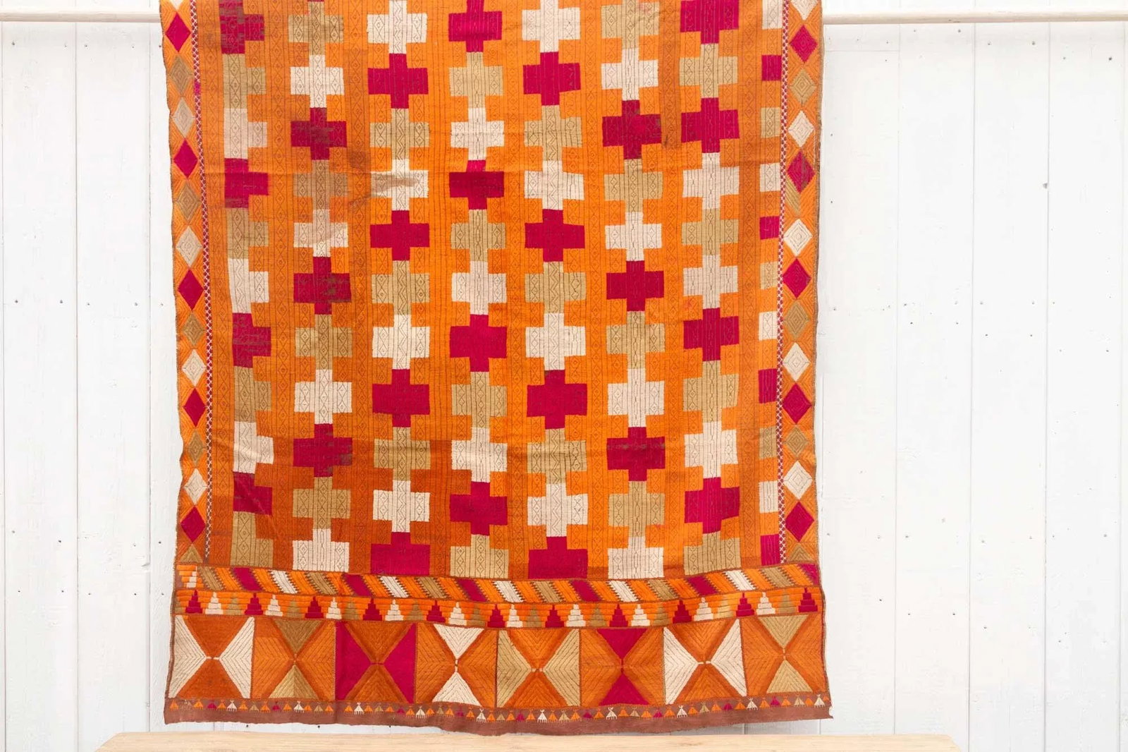 Antique Ceremonial Indian Phulkari Throw - 2