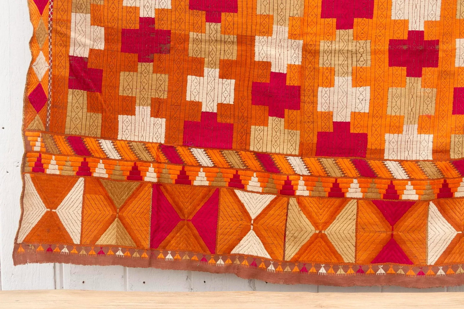 Antique Ceremonial Indian Phulkari Throw - 3