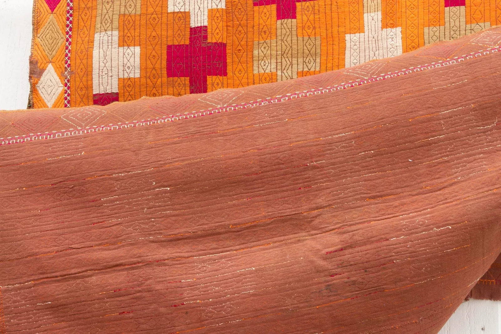 Antique Ceremonial Indian Phulkari Throw - 8