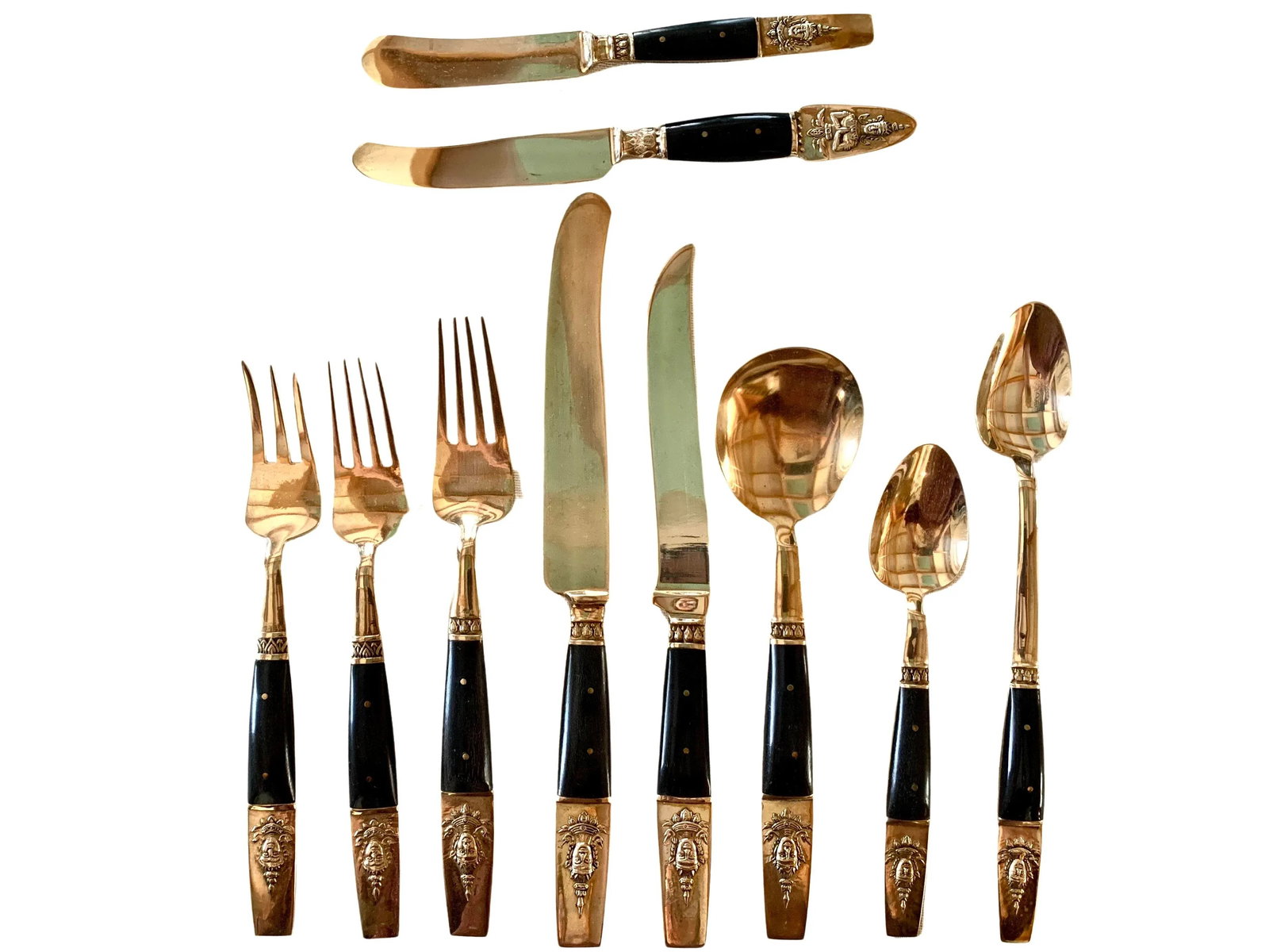 1960's Siam Thailand Rosewood & Brass Flatware Set - 132 Pcs. - 2