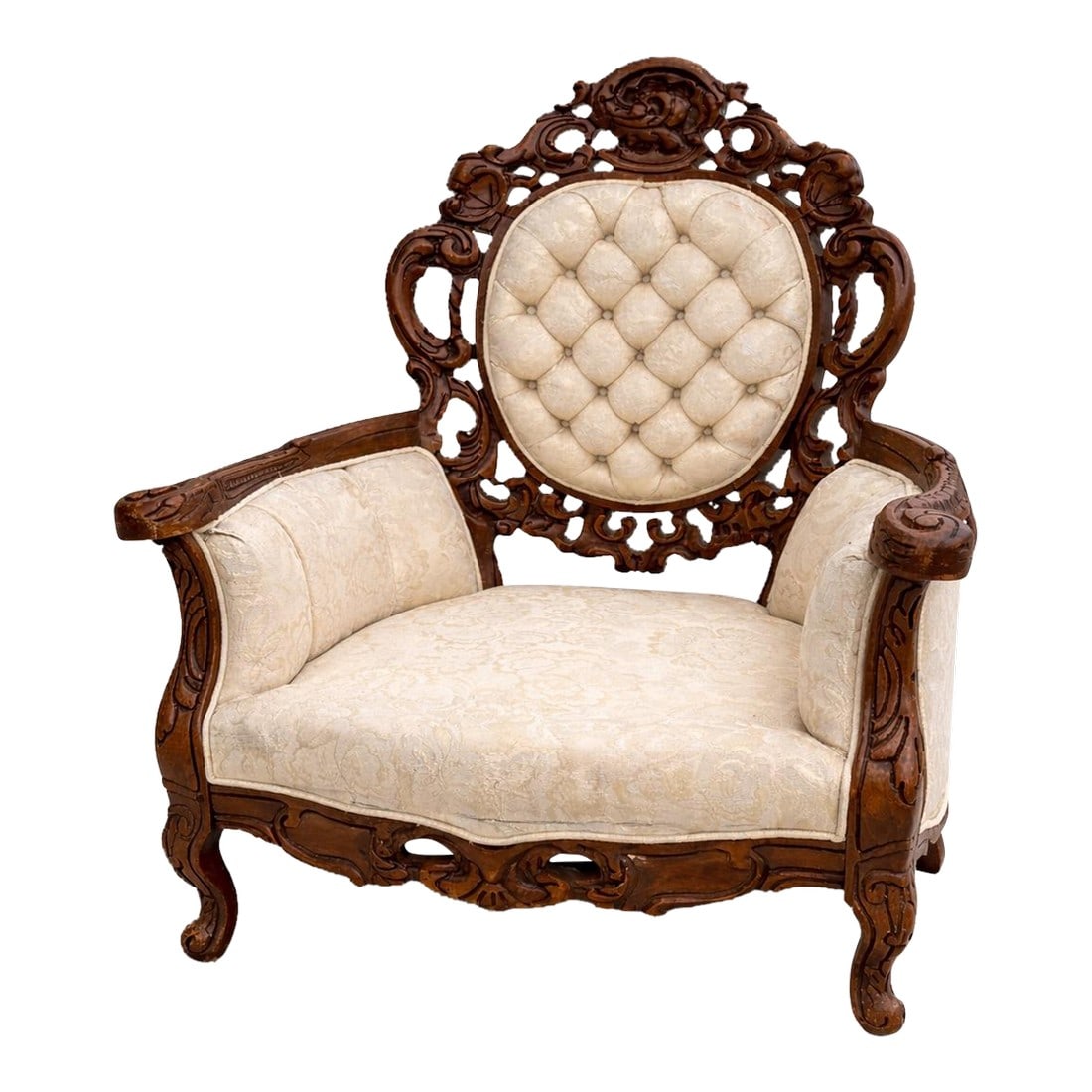 Antique Victorian Rococo Carved Walnut Armchair – Reupholstery-Ready Designer Frame (1 of 11)