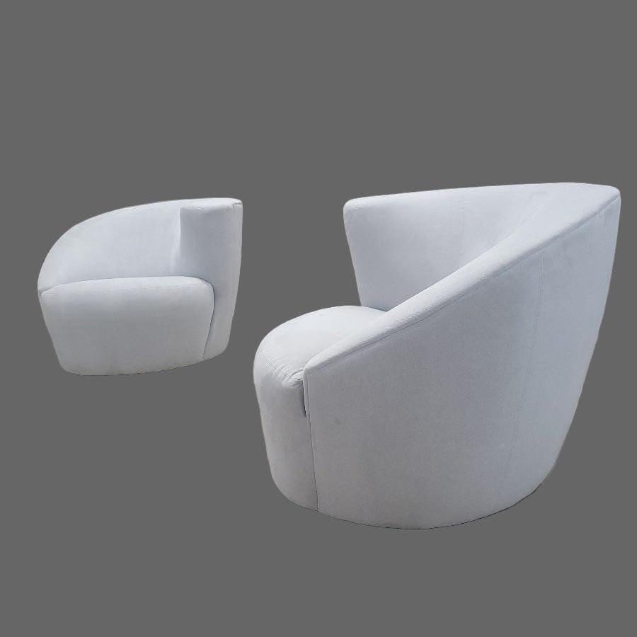 MCM Vladimir Kagan Nautilus Asymmetrical Swivel Lounge Chairs - Pair - 3