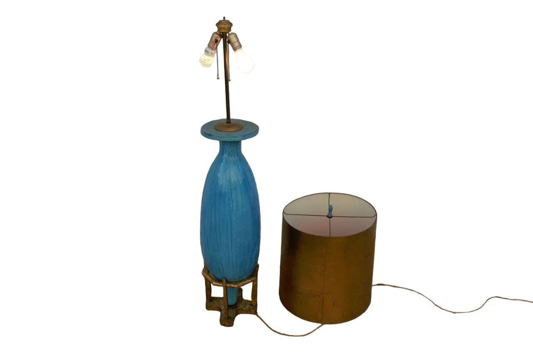 MCM Oversized Turquoise Table Lamp - 2