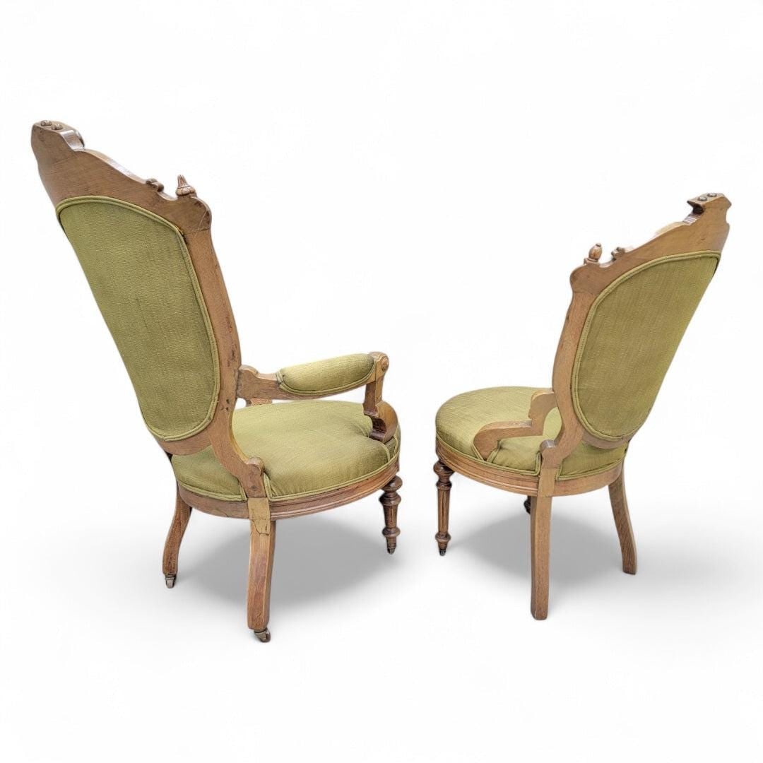Antique Victorian John Jelliff Style Carved Chairs - Set of 2 - 7