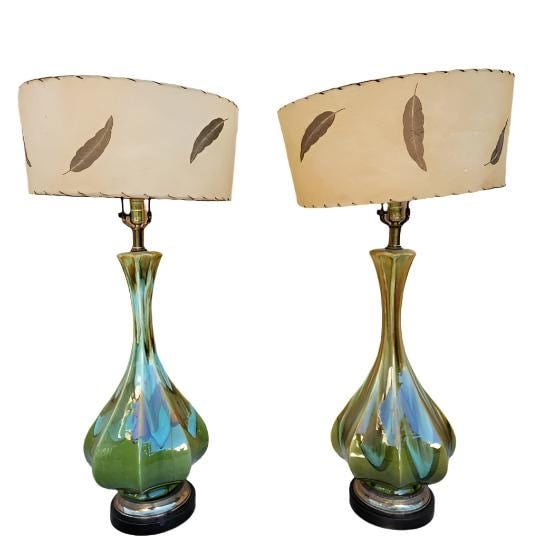 Vintage Retro Green Table Lamp - Pair (1 of 5)
