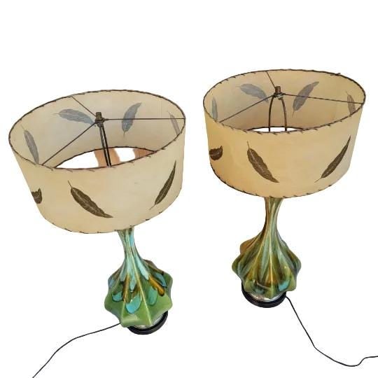 Vintage Retro Green Table Lamp - Pair - 2