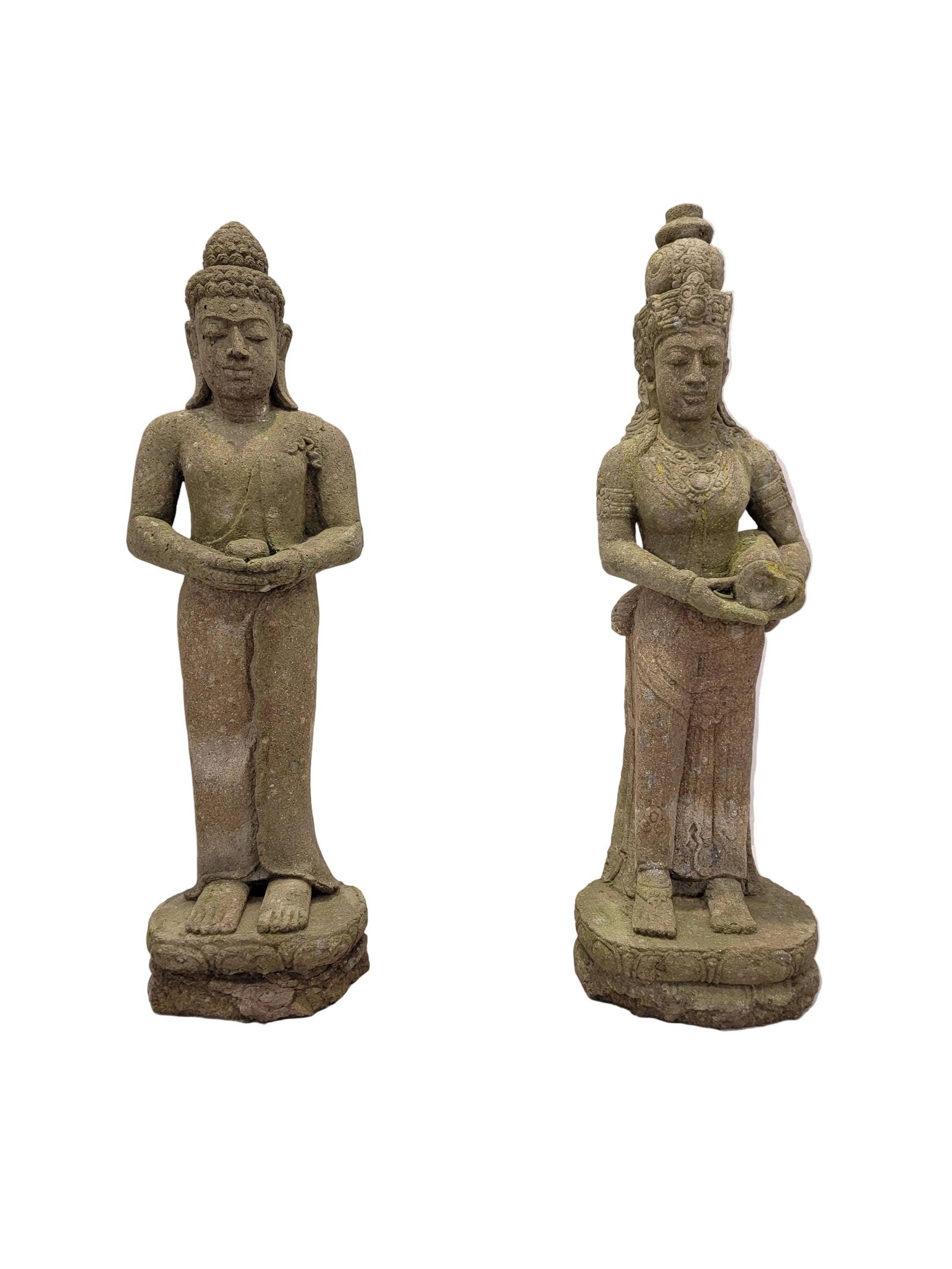 Antique Balinese Buddha & Dewi Tara Goddess Statues - Set of 2 - 2