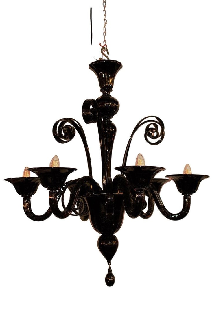 Italian Murano Glass Chandelier in Black - 2