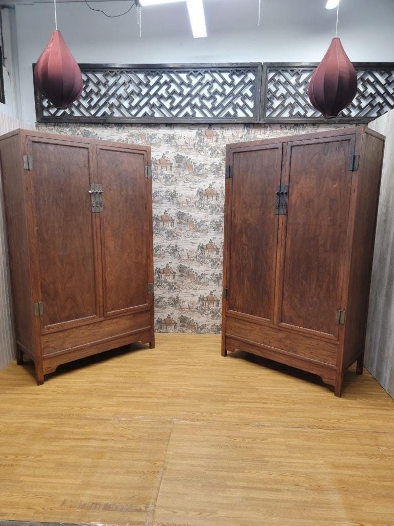 Antique Shanxi Province Elm Armoire Storage Highboy Storage - Pair - 2