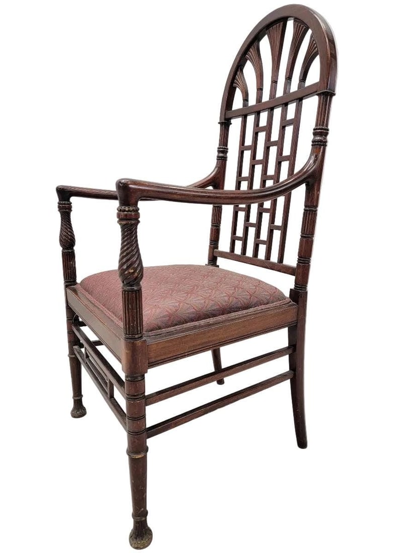 Antique American Aesthetic Carved Mahogany Armchair - 2