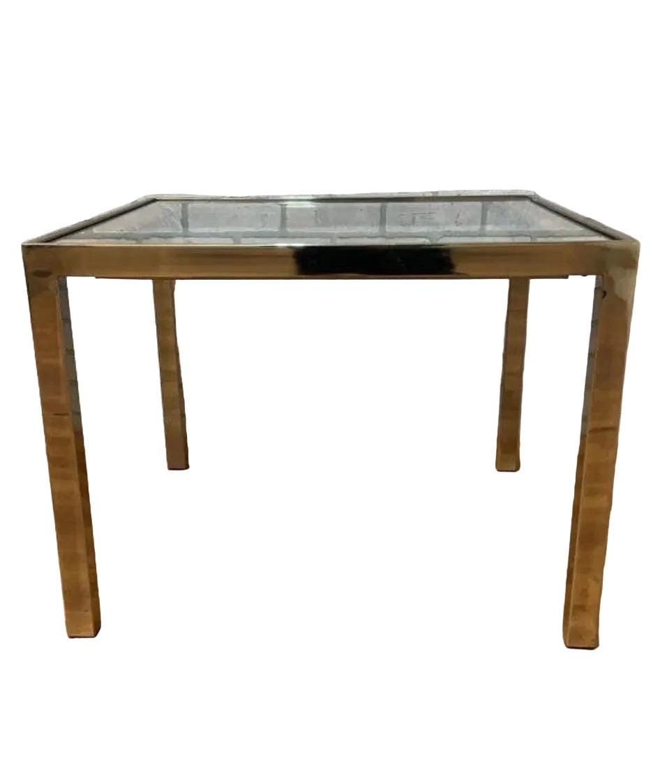 MCM Wicker and Gold Brass Side Table - Pair - 3