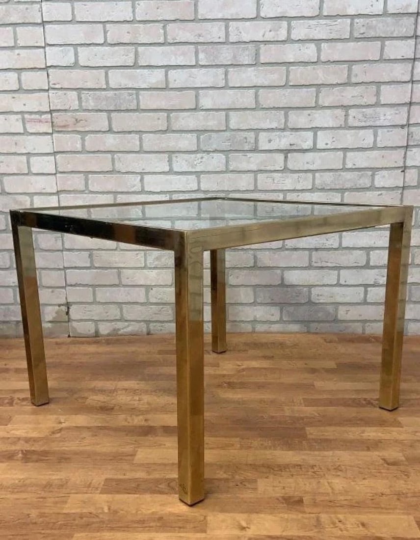 MCM Wicker and Gold Brass Side Table - Pair - 4