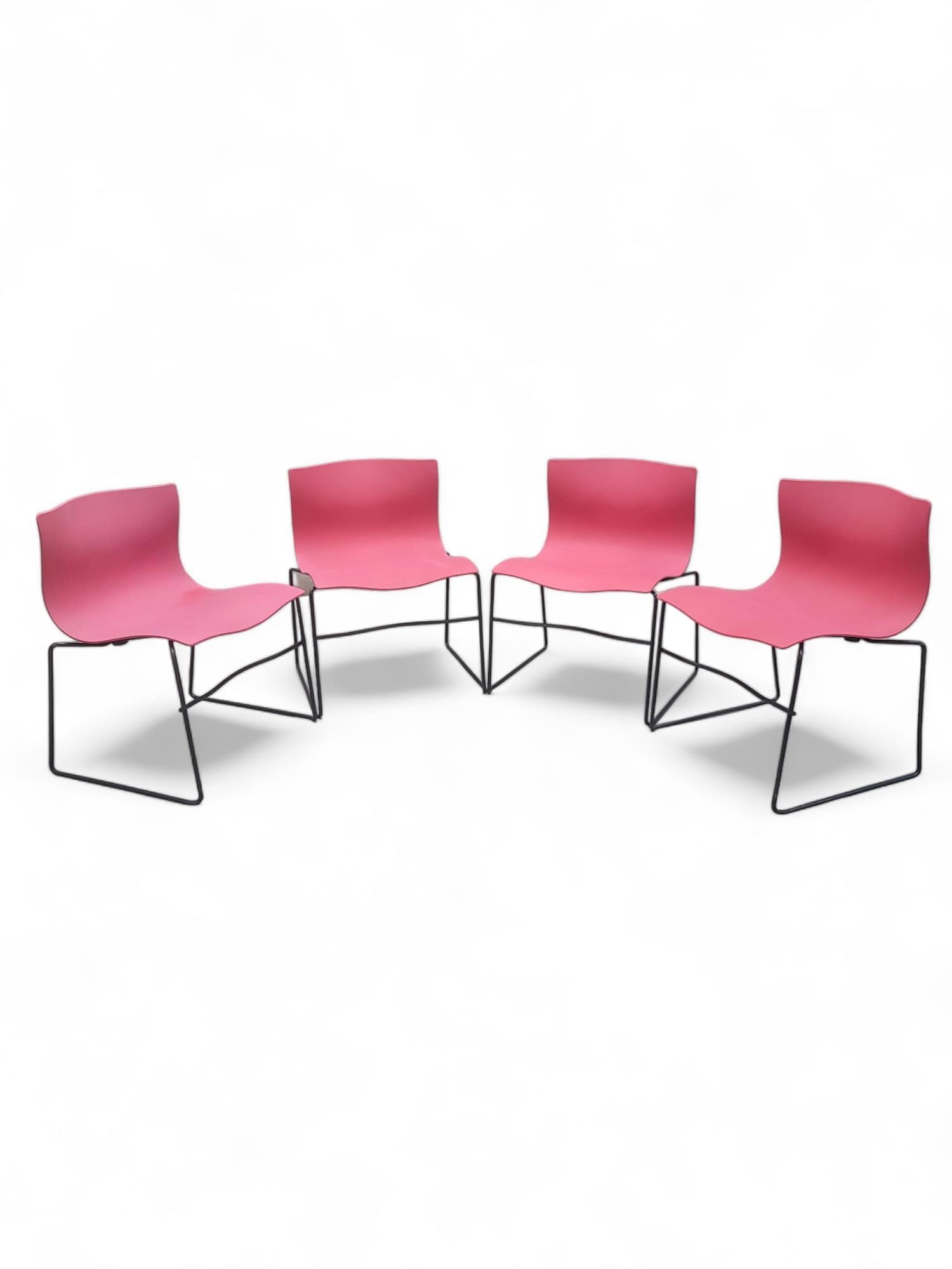 Mid Century Modern Massimo Vignelli for Knoll International Handkerchief Chairs in Red - 4 Piece Set (1 of 10)