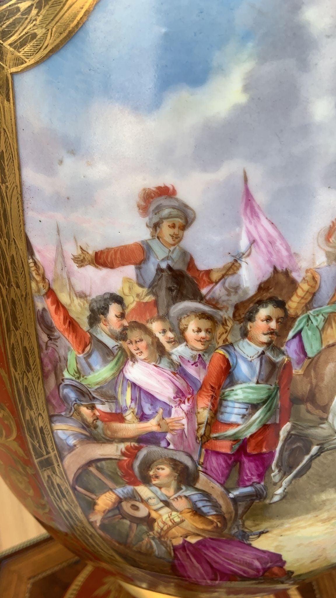 Antique Oversized French Sevres Porcelain Trumpet Vase - 4