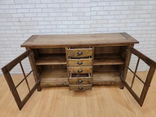 Vintage Rustic Reclaimed Barnwood Cottage Display Cabinet - 2