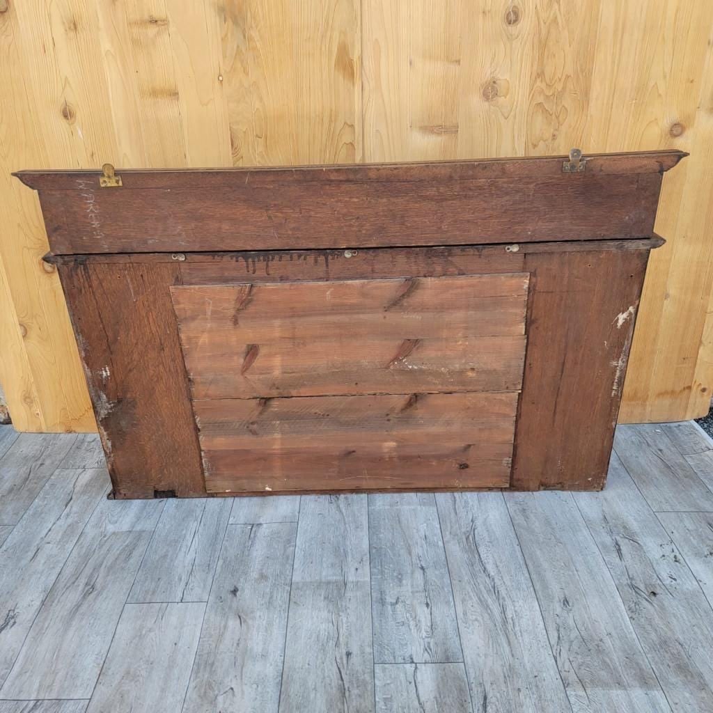 Antique Neoclassical Carved Figural Quarter-Sawn Fireplace Mantel Mirror Topper - 9