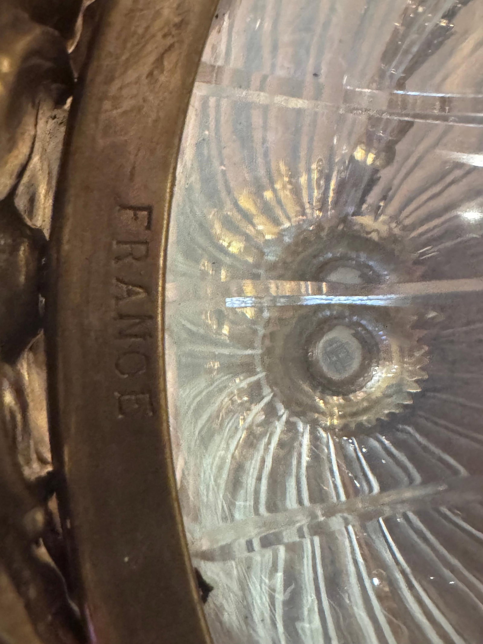 Antique French Gilt Bronze Diamond Cut Baccarat Crystal Urns Signed - Pair - 6