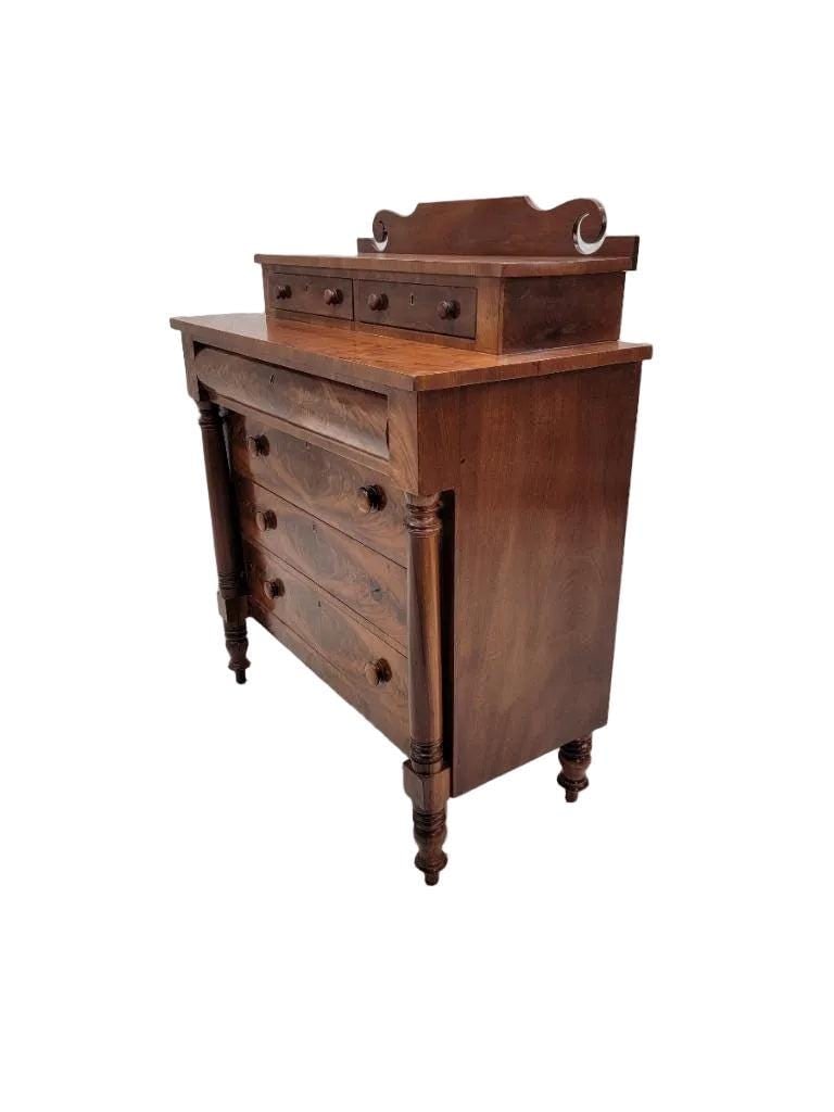 Antique American Empire Flame Mahogany Chest - 8