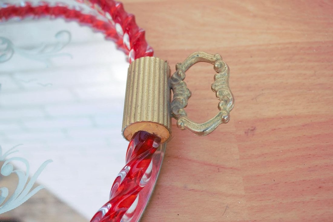 Venini Murano Glass Etched Mirror Vanity Tray - 5